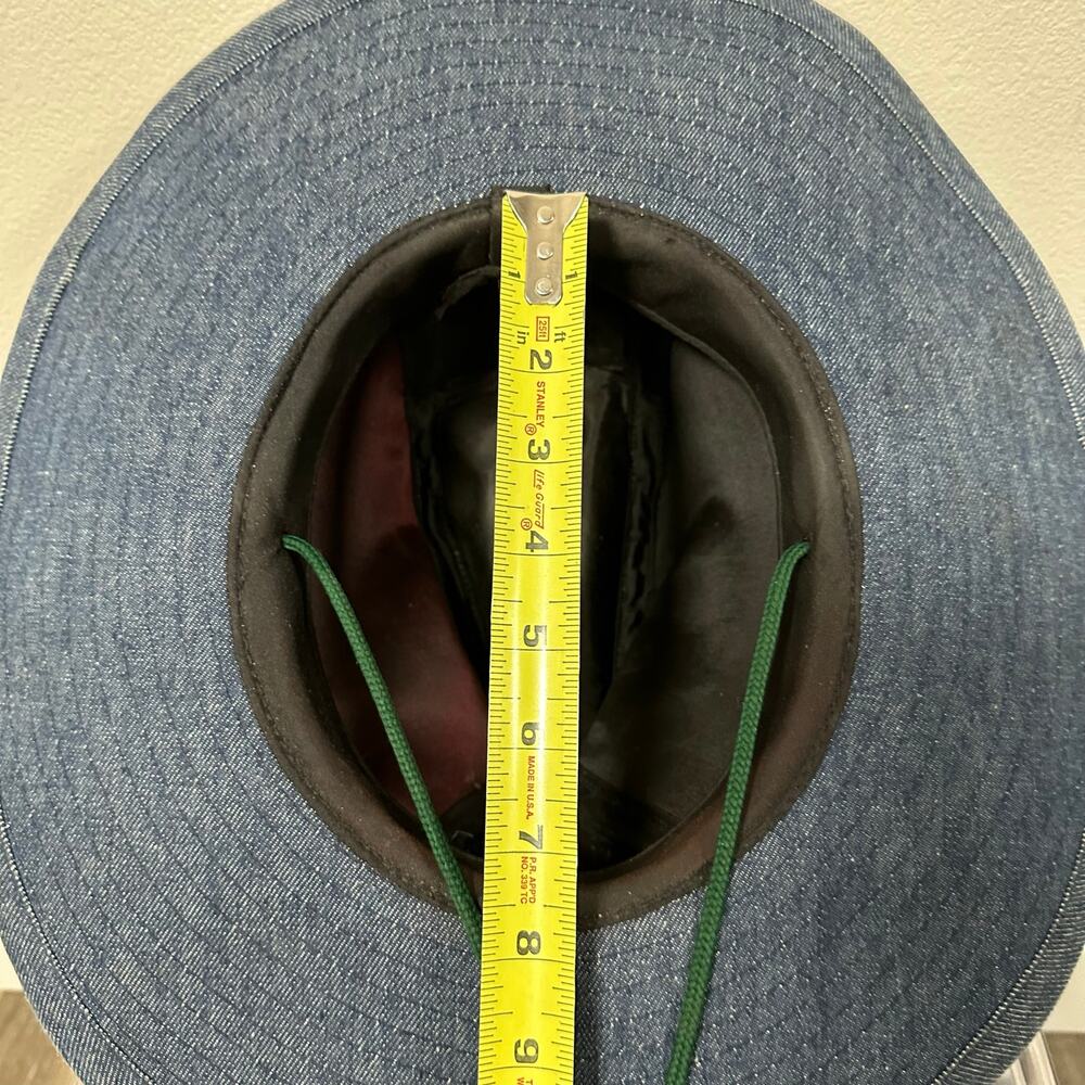 Wide Brim Denim Cowboy Hat Unisex Artisan Western Festival Workwear - Picture 7 of 10